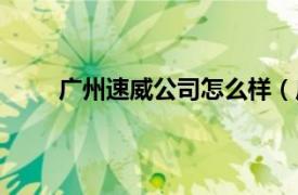 广州速威公司怎么样（广州鑫速威投资有限公司）