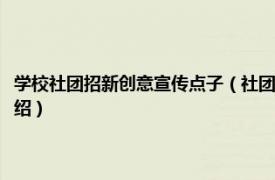 学校社团招新创意宣传点子（社团招新有什么吸引人的点子相关内容简介介绍）