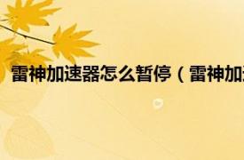 雷神加速器怎么暂停（雷神加速器如何暂停相关内容简介介绍）