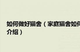 如何做好猫舍（家庭猫舍如何起步家庭猫舍如何弄相关内容简介介绍）