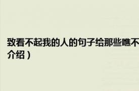 致看不起我的人的句子给那些瞧不起人的话（瞧不起人的句子相关内容简介介绍）