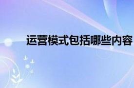 运营模式包括哪些内容（运营模式包括哪些方面）