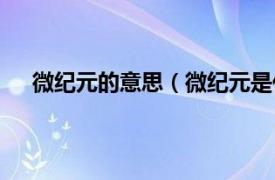 微纪元的意思（微纪元是什么意思相关内容简介介绍）