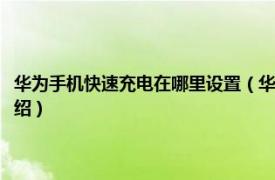 华为手机快速充电在哪里设置（华为手机快速充电如何设置相关内容简介介绍）