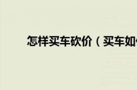 怎样买车砍价（买车如何砍价相关内容简介介绍）