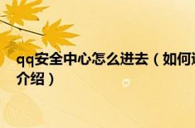 qq安全中心怎么进去（如何进入我的QQ安全中心相关内容简介介绍）