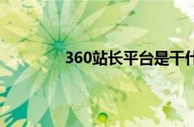 360站长平台是干什么的（360站长平台）