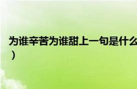 为谁辛苦为谁甜上一句是什么?（为谁辛苦为谁甜的上一句是什么）