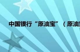 中国银行“原油宝”（原油宝 中国银行个人账户原油业务）