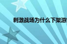 刺激战场为什么下架游戏（刺激战场为什么下架）