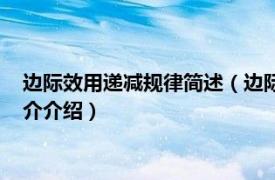 边际效用递减规律简述（边际效用递减规律名词解释相关内容简介介绍）