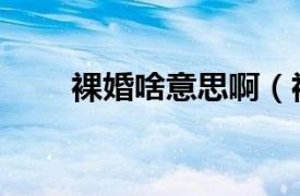 裸婚啥意思啊（裸婚是什么意思啊）