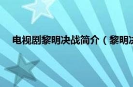 电视剧黎明决战简介（黎明决战 2017年刘江执导的电视剧）