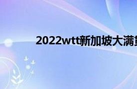 2022wtt新加坡大满贯（WTT新加坡大满贯）