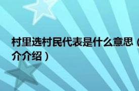 村里选村民代表是什么意思（村民代表是怎么选出来相关内容简介介绍）