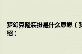 梦幻克隆装扮是什么意思（梦幻克隆装扮怎么用相关内容简介介绍）