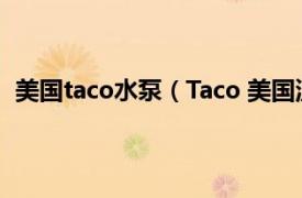 美国taco水泵（Taco 美国流体设备和节能系统制造公司）