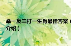 举一反三打一生肖最佳答案（举一反三指哪个生肖相关内容简介介绍）