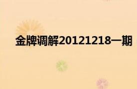 金牌调解20121218一期（2011年金牌调解节目列表）