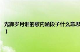 光辉岁月谁的歌内涵段子什么意思（光辉岁月段子啥意思相关内容简介介绍）