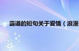 霸道的短句关于爱情（浪漫霸道的情话相关内容简介介绍）