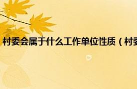 村委会属于什么工作单位性质（村委会是什么性质单位相关内容简介介绍）