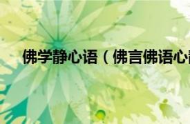 佛学静心语（佛言佛语心静的语句相关内容简介介绍）