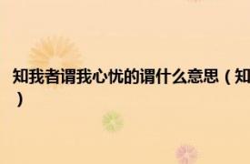 知我者谓我心忧的谓什么意思（知我者谓我心忧什么意思相关内容简介介绍）