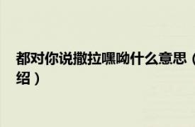 都对你说撒拉嘿呦什么意思（撒拉嗨呦什么意思相关内容简介介绍）