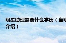 明星助理需要什么学历（当明星助理需要什么学历相关内容简介介绍）