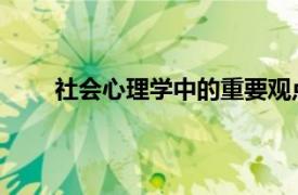 社会心理学中的重要观点（重要他人 社会心理学）