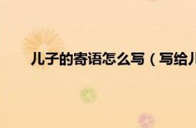 儿子的寄语怎么写（写给儿子的寄语相关内容简介介绍）