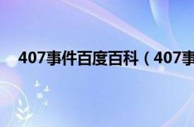 407事件百度百科（407事件指什么相关内容简介介绍）