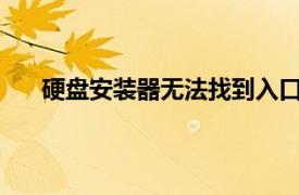 硬盘安装器无法找到入口是什么意思?（硬盘安装器）