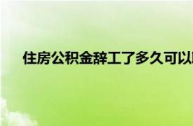 住房公积金辞工了多久可以取出（辞工多久可以取公积金）