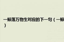 一鲸落万物生对应的下一句（一鲸落万物生下一句是什么相关内容简介介绍）