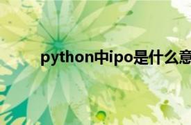 python中ipo是什么意思呢（ipo是什么意思呢）