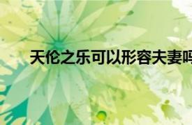 天伦之乐可以形容夫妻吗（夫妻天伦之乐什么意思）