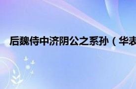 后魏侍中济阴公之系孙（华表 魏晋大臣、曹魏太尉华歆之子）