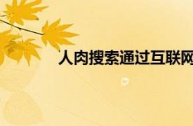 人肉搜索通过互联网收集特定人或事的信息