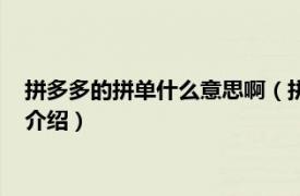 拼多多的拼单什么意思啊（拼多多拼单是什么意思相关内容简介介绍）