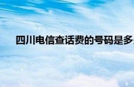 四川电信查话费的号码是多少（电信查话费的号码是多少）