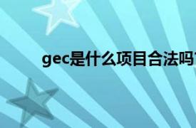 gec是什么项目合法吗?为什么有关部门没人管啊