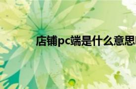 店铺pc端是什么意思啊（pc端是什么意思啊）