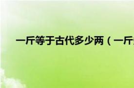 一斤等于古代多少两（一斤多少两古代相关内容简介介绍）