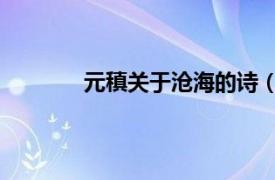 元稹关于沧海的诗（曾经沧海 唐元稹诗句）