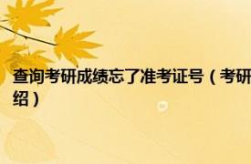 查询考研成绩忘了准考证号（考研准考证号忘了怎么查成绩相关内容简介介绍）