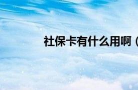 社保卡有什么用啊（社保卡具体有什么用）