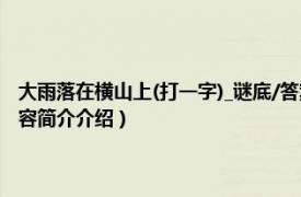 大雨落在横山上(打一字)_谜底/答案是什么（大雨落在横山上打一字相关内容简介介绍）