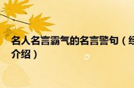 名人名言霸气的名言警句（经典名言名句必赞霸气相关内容简介介绍）